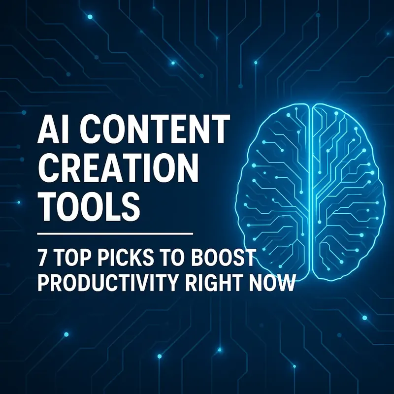 AI Content Creation Tools – Bright Workspace with Digital Design Elements AI Content Creation Tools illustration featuring a light, modern workspace with creative digital elements representing writing, video, and design tools.